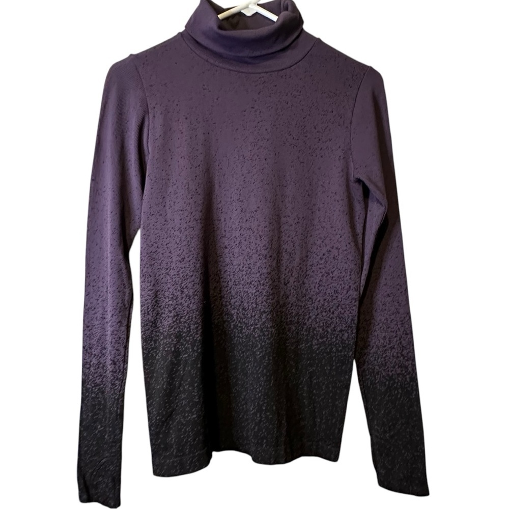Athleta Flurry Blizzard Gradient Turtleneck Ribbed Purple Ombre Medium #82676